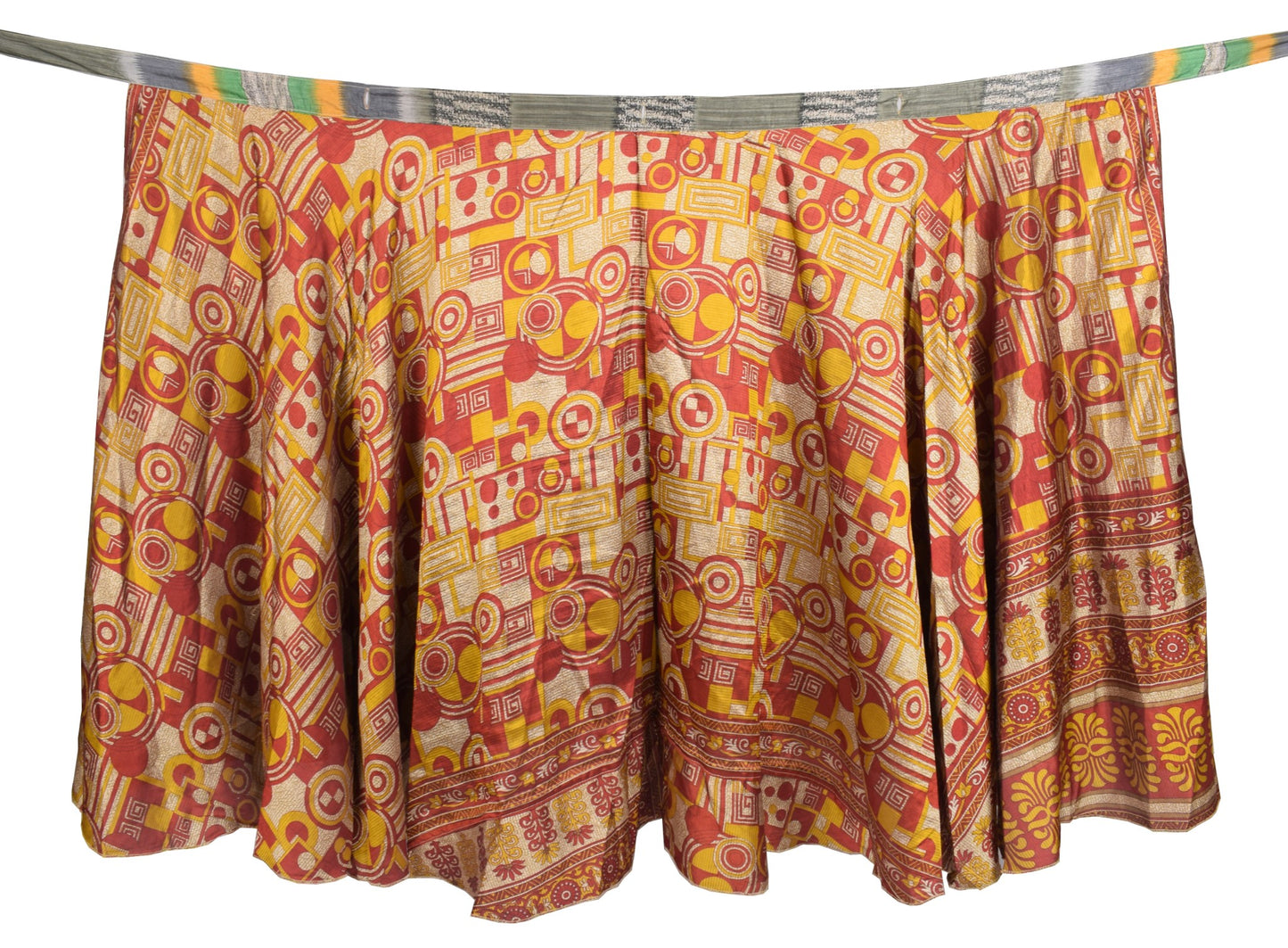 Sushila Vintage Art Silk Saree Magic Wrap Reversible Skirt Greyish Green Beach Dress