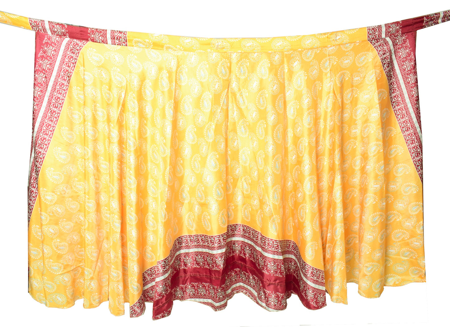 Sushila Vintage Saree Magic Wrap Reversible Skirt Yellow Art Silk Beach Dress