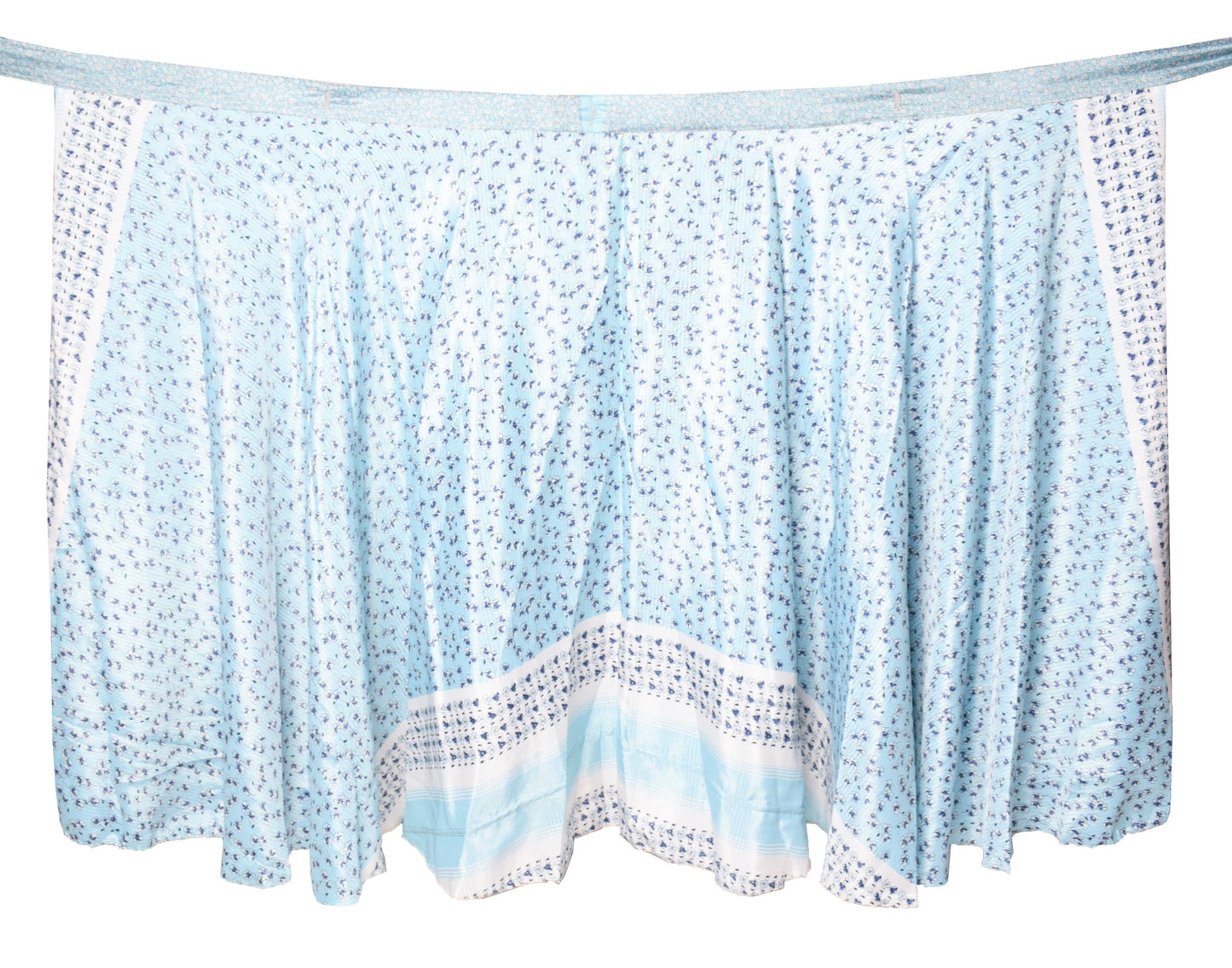 Sushila Vintage Silk Saree Magic Wrap Reversible Sky Blue Skirt Beach Dress Boho