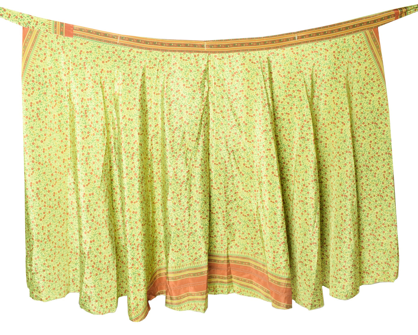 Sushila Vintage Floral Silk Saree Magic Wrap Reversible Skirt Beach Dress Green