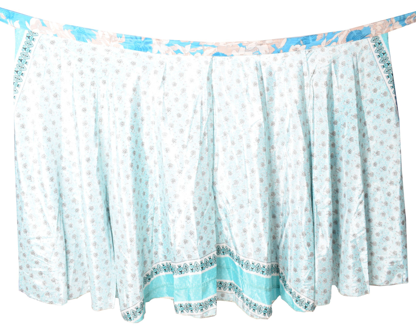 Sushila Vintage Silk Saree Magic Wrap Reversible Skirt Floral White Beach Dress