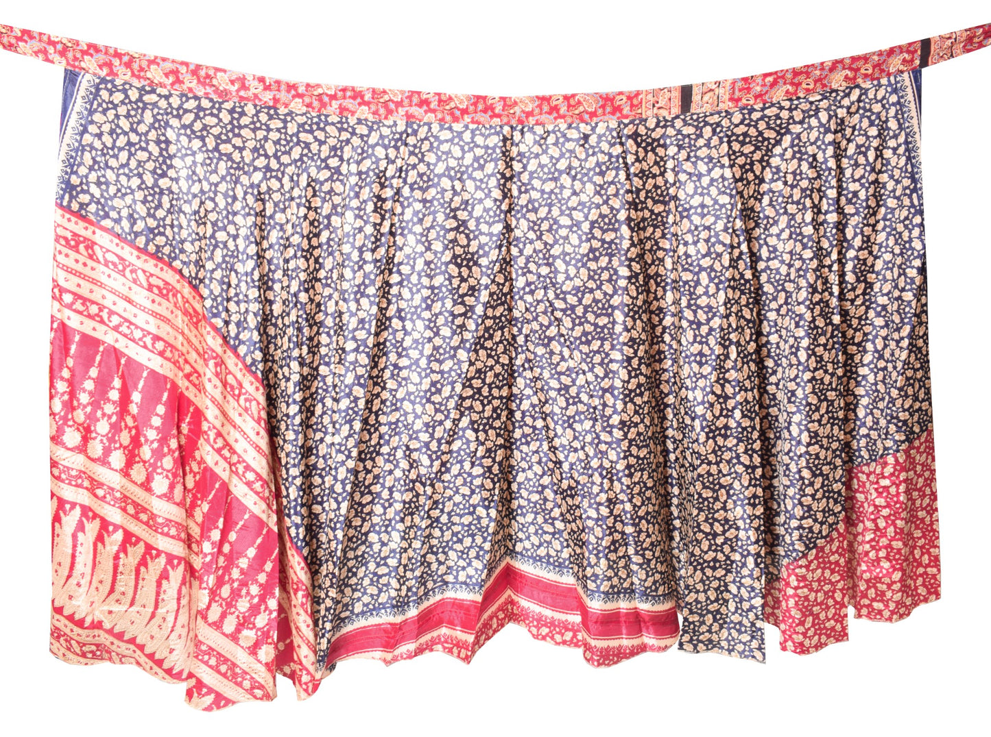 Sushila Vintage Floral Pink Silk Saree Magic Wrap Reversible Skirt Beach Dress