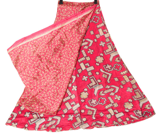 Sushila Vintage Silk Saree Magic Wrap Reversible Skirt Beach Dress Magenta Boho