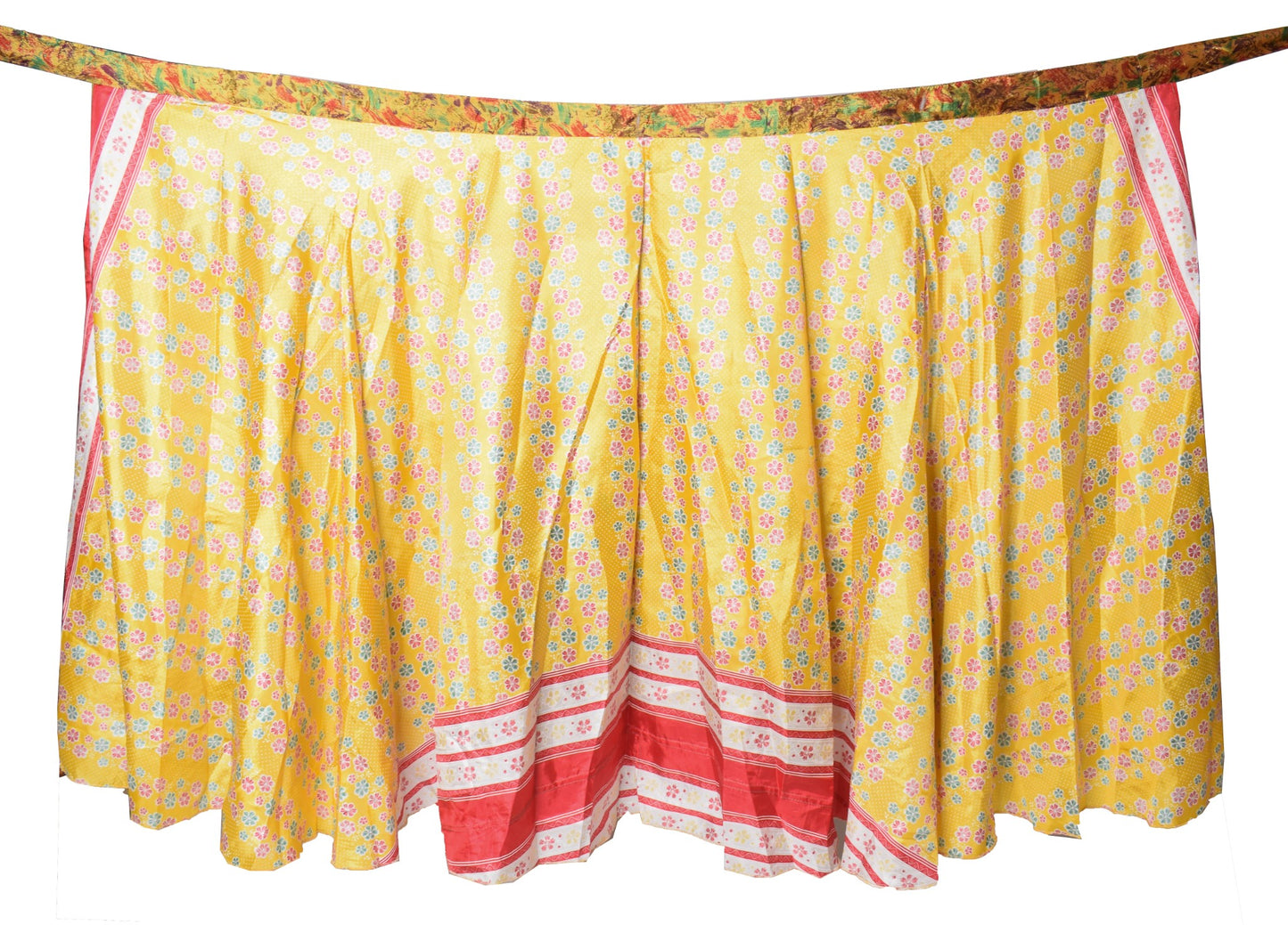 Sushila Vintage Yellow Art Silk Saree Magic Wrap Reversible Skirt Beach Dress