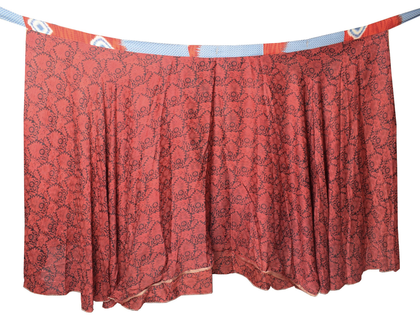 Sushila Vintage Art Silk Saree Magic Wrap Reversible Skirt Beach Dress Floral