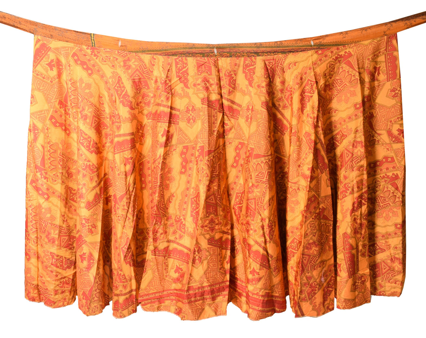 Sushila Vintage Mustard Red Silk Saree Magic Wrap Reversible Skirt Beach Dress