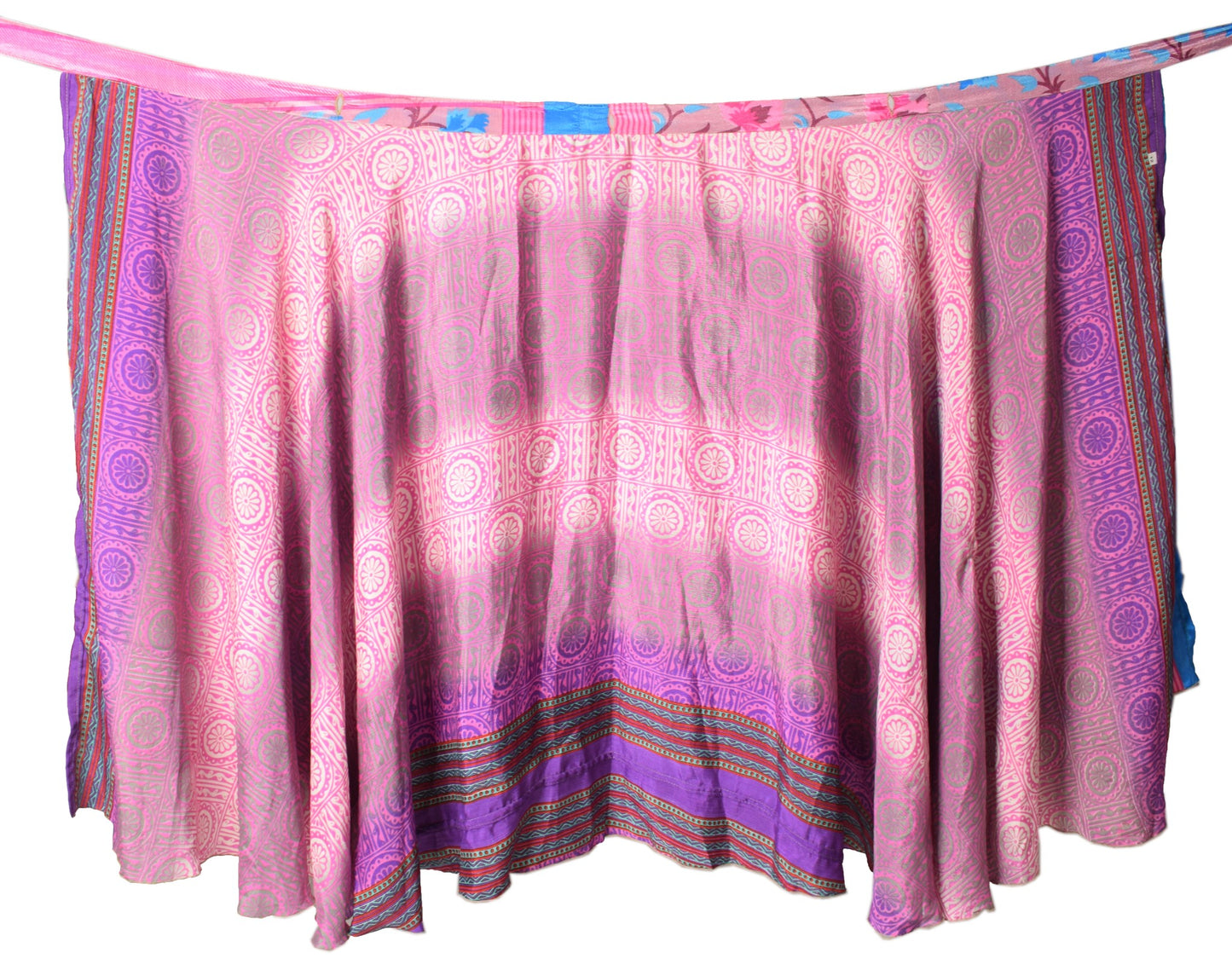 Sushila Vintage Silk Saree Magic Wrap Reversible Skirt Floral Mauve Beach Dress