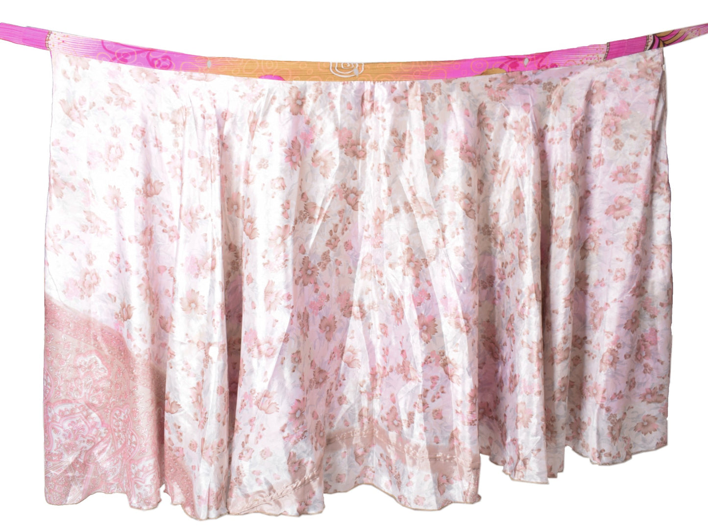 Sushila Vintage Art Silk Saree Magic Wrap Reversible Skirt Beach Dress Pink Boho