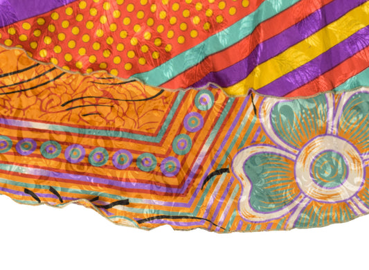 Sushila Vintage Silk Saree Magic Wrap Reversible Skirt Beach Dress Multi-Color