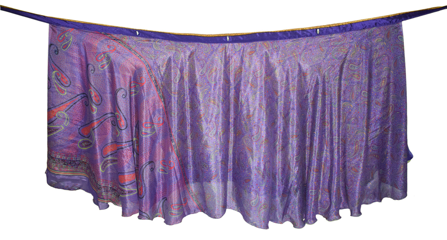 Sushila Vintage Art Silk Saree Magic Wrap Reversible Skirt Beach Dress Purple Hippie