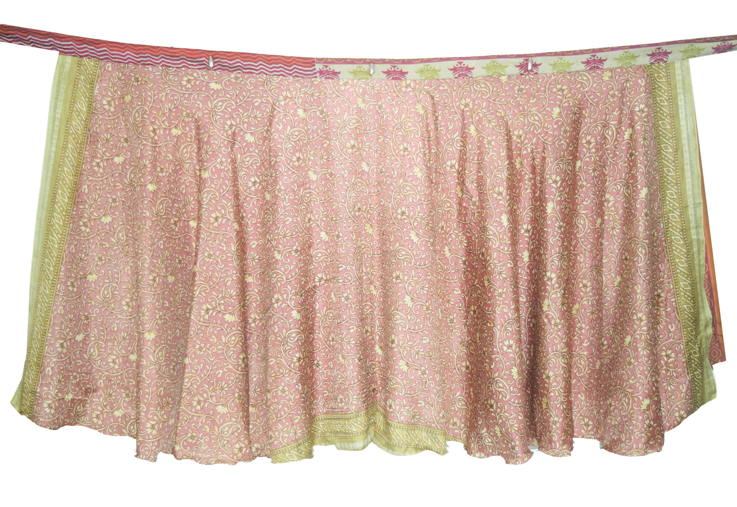 Sushila Vintage Art Silk Saree Magic Wrap Reversible Skirt Double Layer Beach Dress