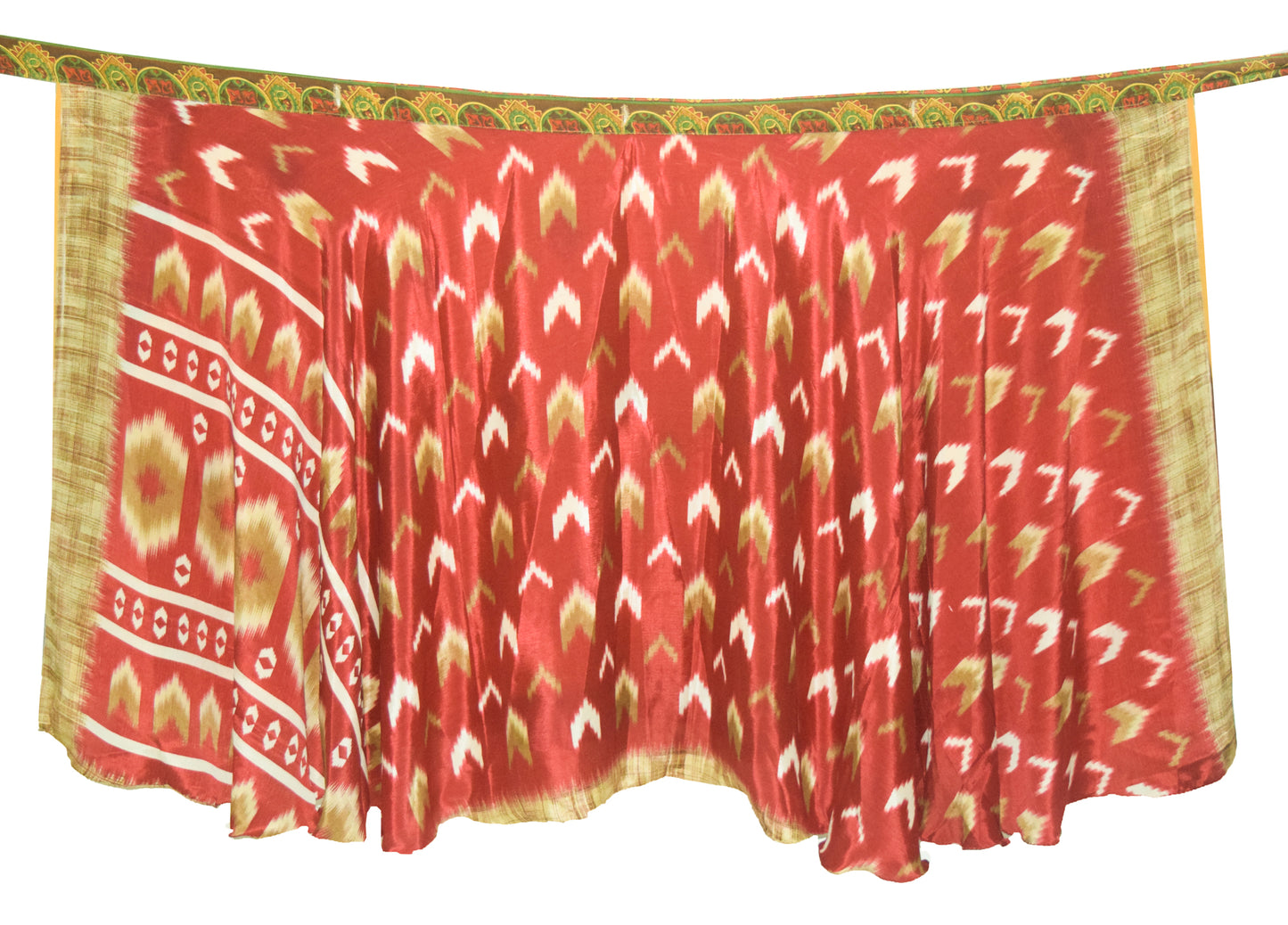 Sushila Vintage Silk Saree Magic Wrap Reversible Skirt Beach Dress Yellow Hippie