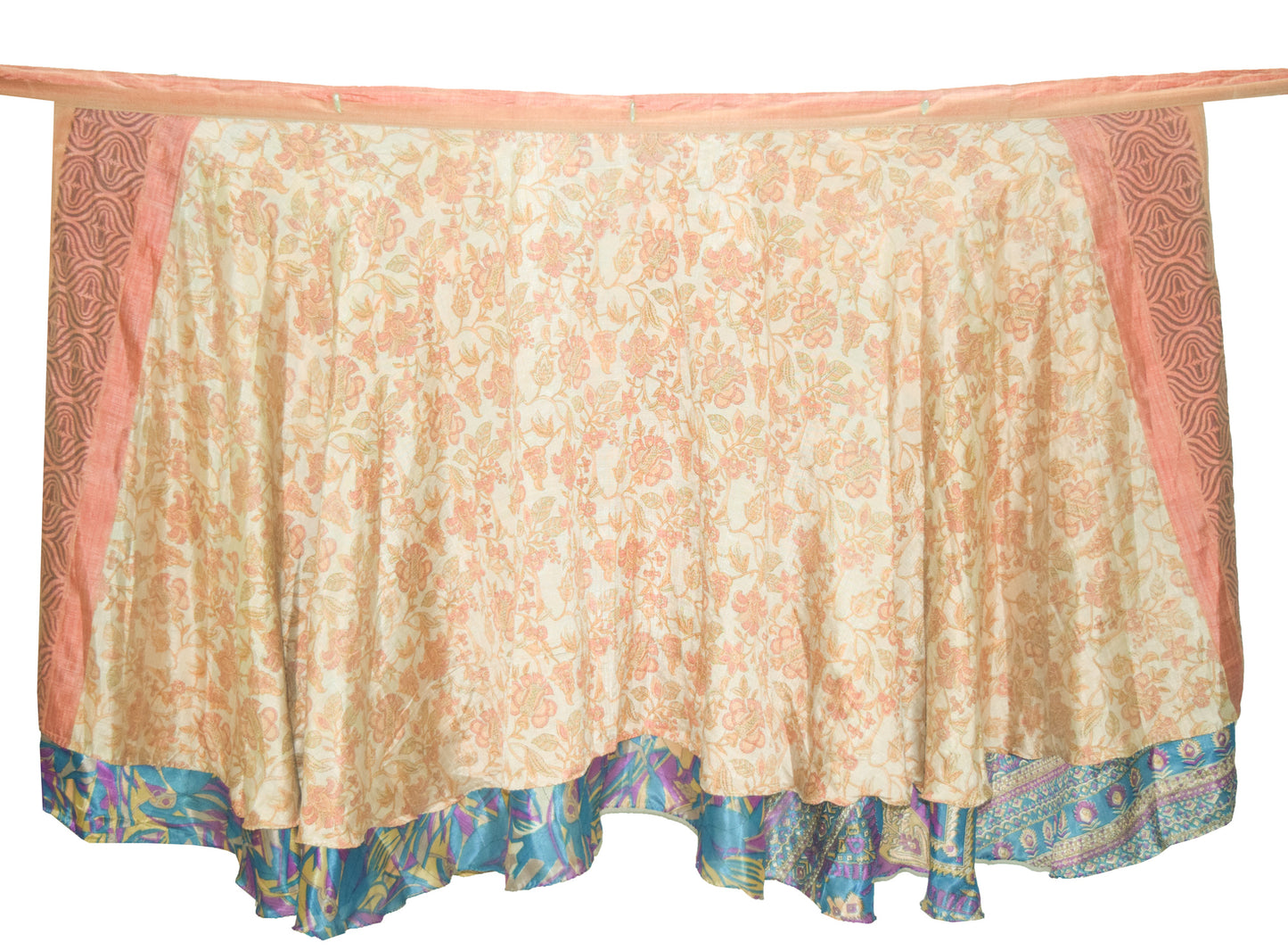 Sushila Vintage Silk Saree Magic Wrap Reversible Skirt Blue Beach Dress Hippie