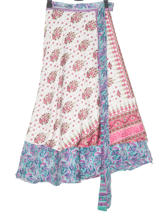 Sushila Vintage Floral  Silk Saree Magic Wrap Reversible Skirt Beach Dress Hippe
