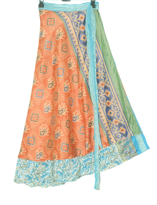 Sushila Vintage Handmade Silk Saree Magic Wrap Reversible Skirt Beach Dress