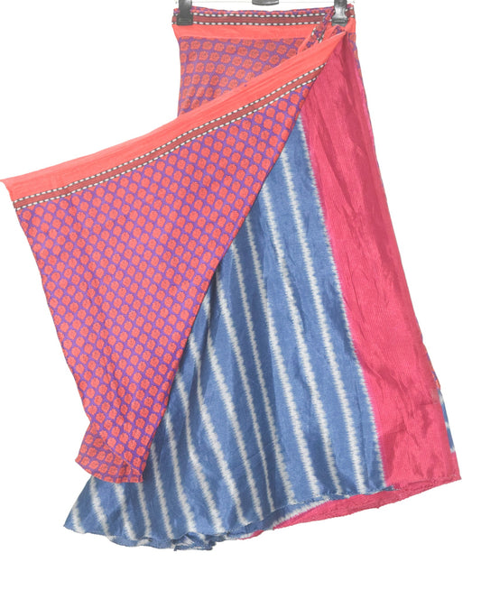 Sushila Vintage Silk Saree Magic Wrap Reversible Skirt Purple Beach Dress Hippie