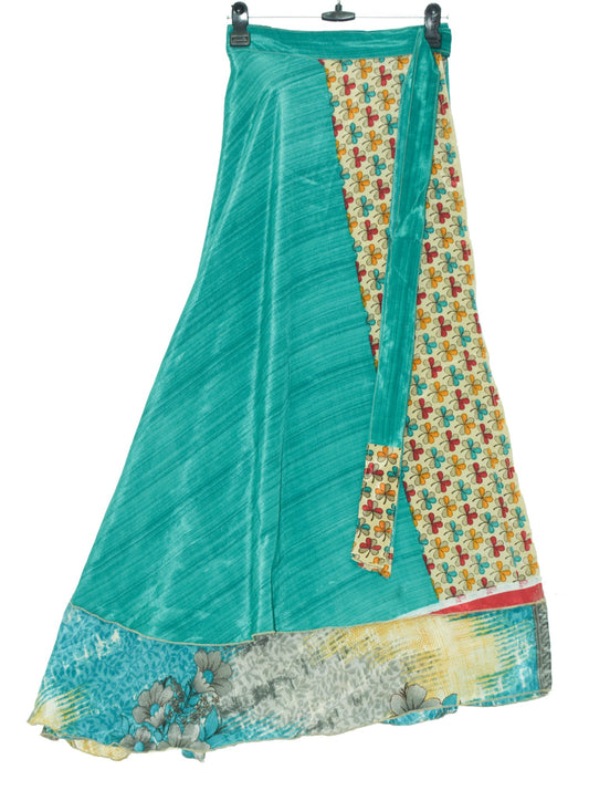 Sushila Vintage Handmade Silk Saree Magic Wrap Reversible Skirt Beach Dress Boho