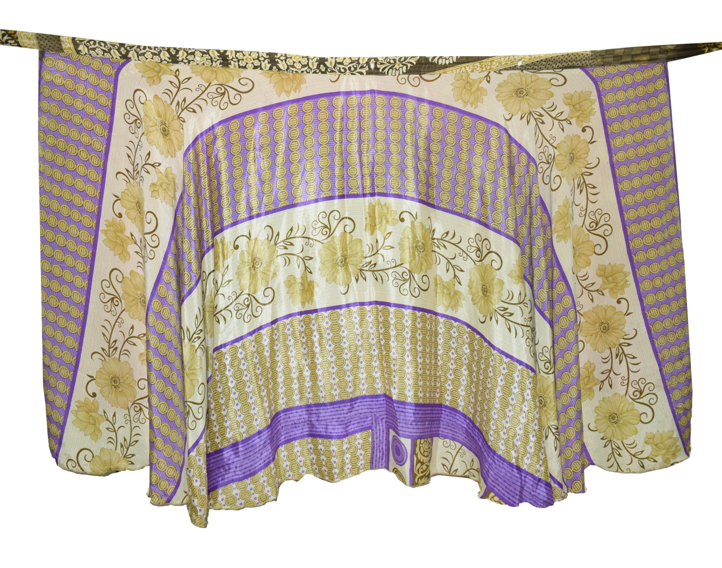 Sushila Vintage Art Silk Saree Magic Wrap Reversible Skirt Floral 2 Layer Beach Dress