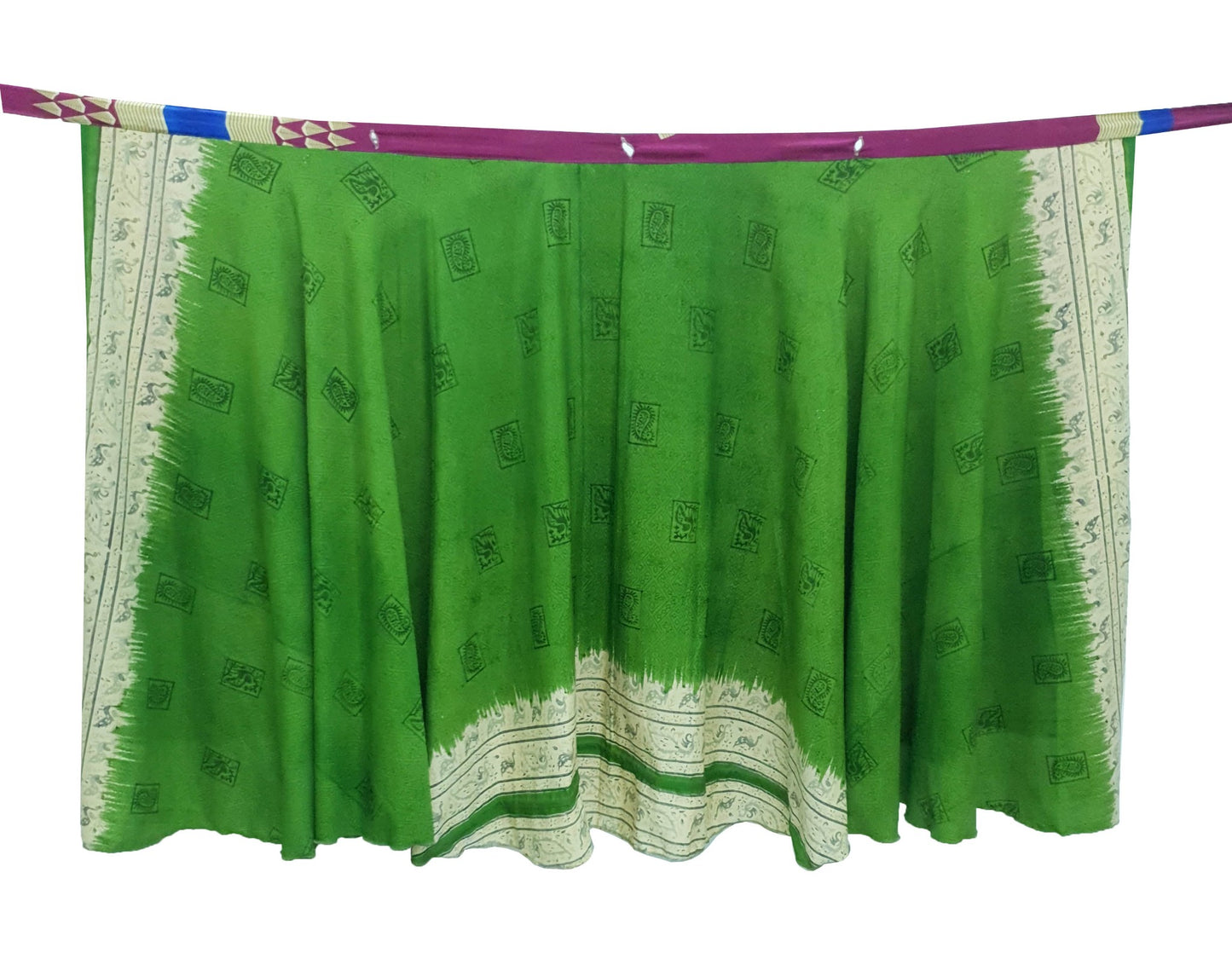 Sushila Vintage Magenta Saree Magic Wrap Reversible Skirt Beach Dress Art Silk Boho