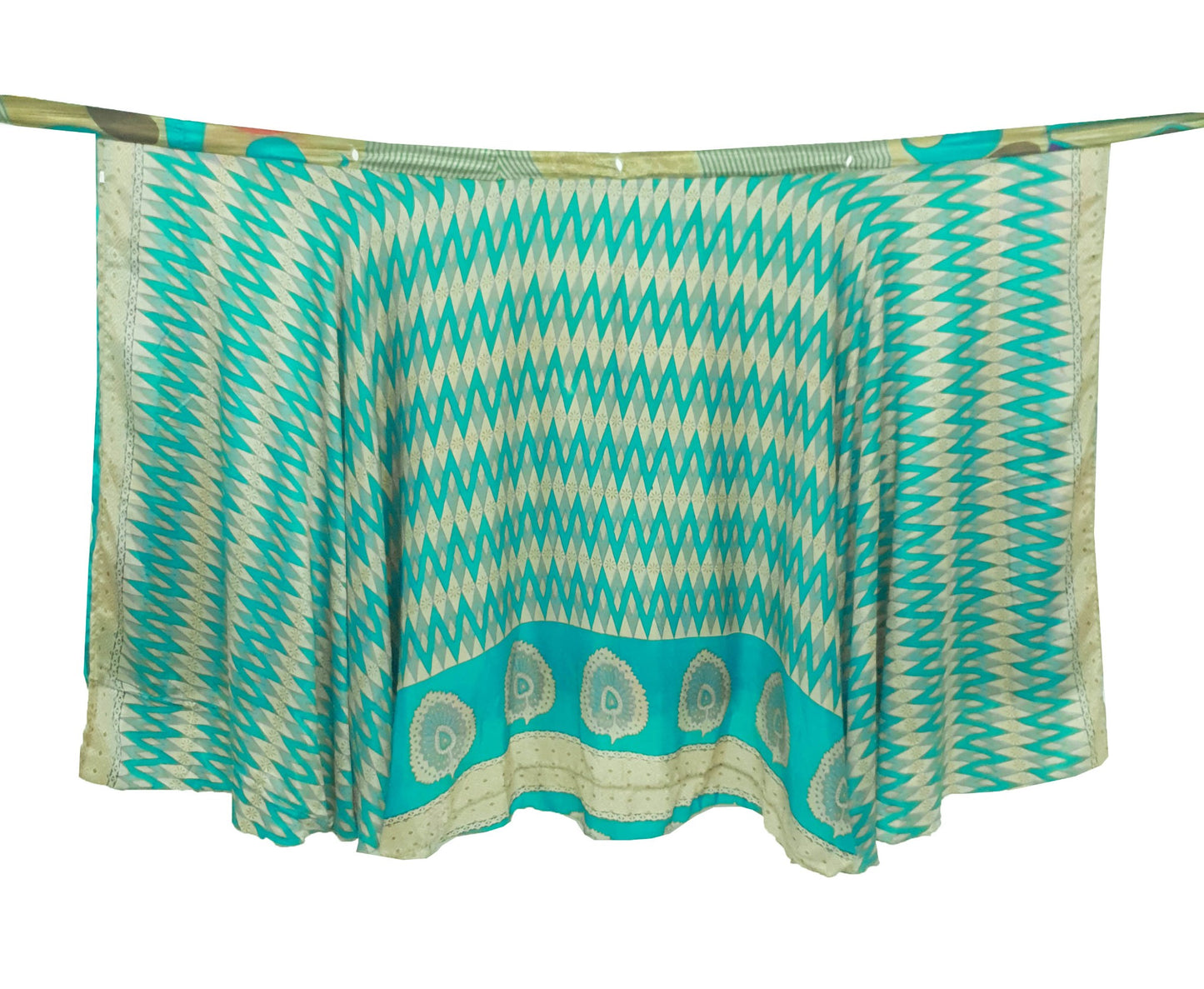 Sushila Vintage Art Silk Saree Magic Wrap Handmade Reversible Skirt Beach Dress Boho
