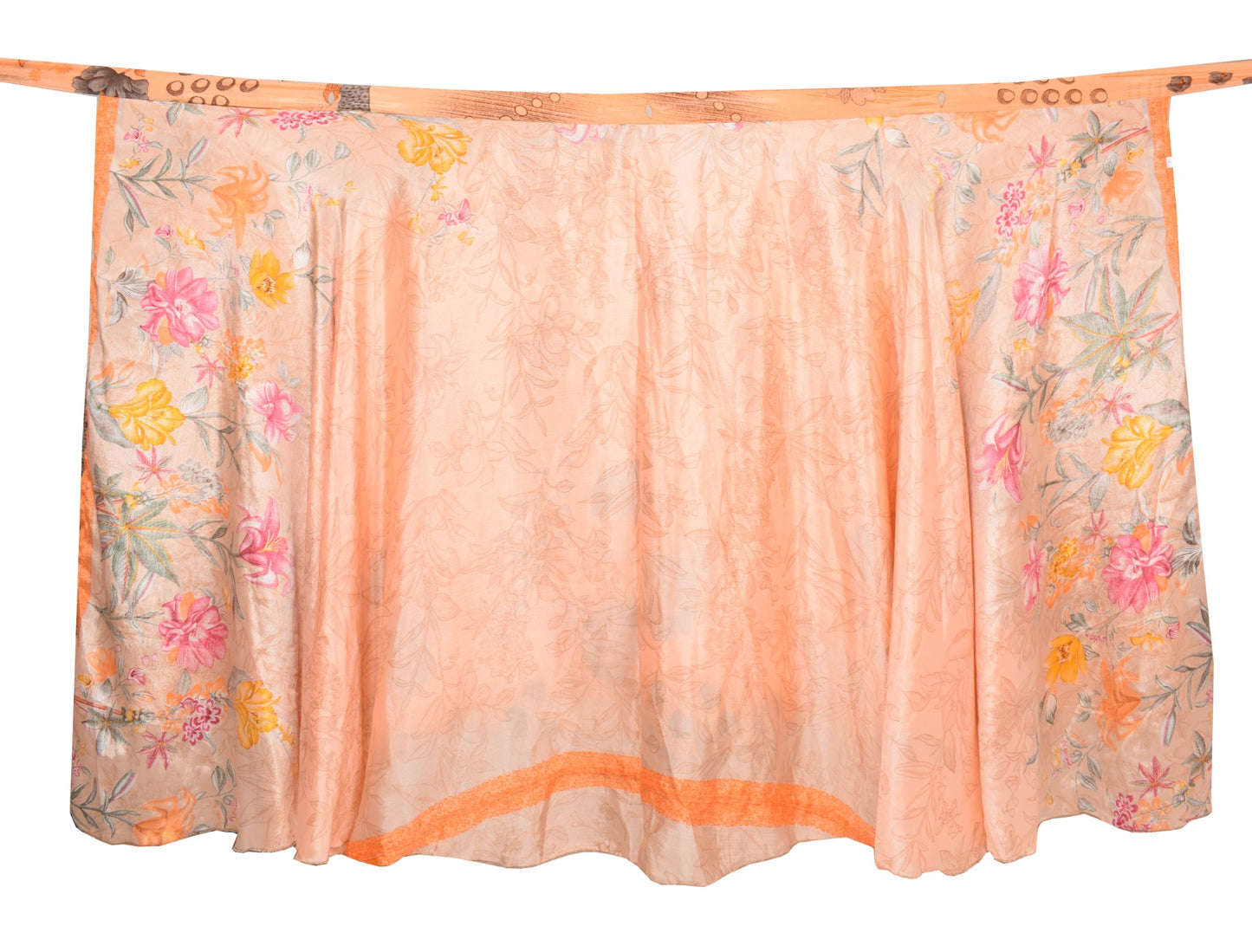 Sushila Vintage Peach Art Silk Saree Magic Wrap Reversible Skirt 2Layer Beach Dress
