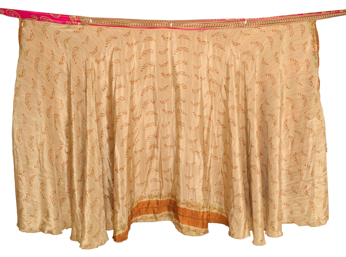 Sushila Vintage Magenta Saree Magic Wrap Reversible Skirt Beach Art Silk Dress Boho
