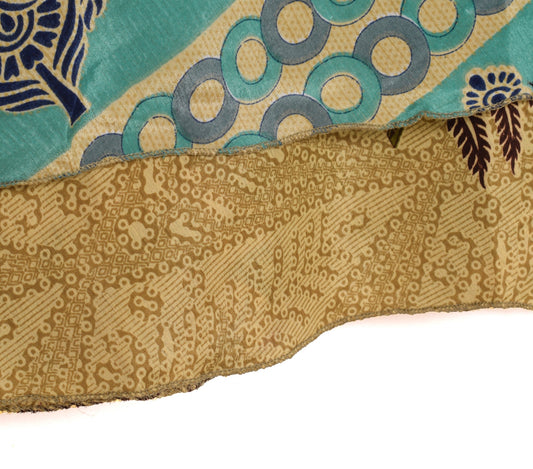 Sushila Vintage Art Silk Saree Magic Wrap Reversible Skirt Beach Dress Multi-Color