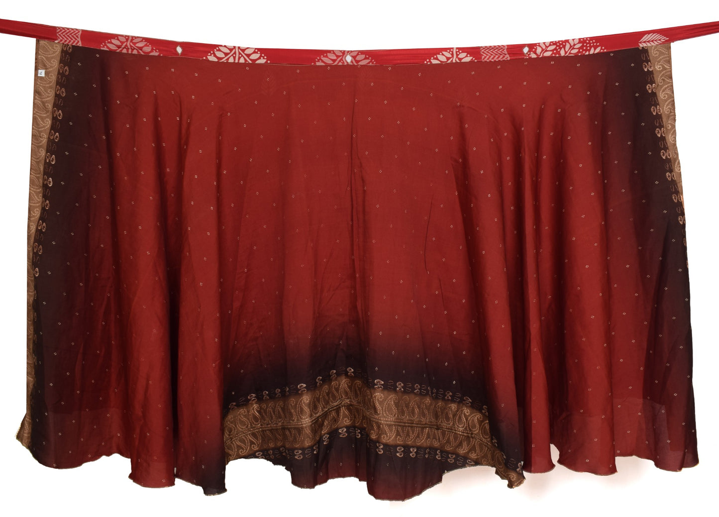 Sushila Vintage Red Art Silk Saree Magic Wrap Reversible Skirt Beach Dress
