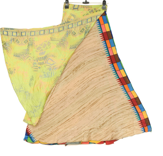 Sushila Vintage Silk Saree Magic Wrap Reversible Skirt Beach Dress Multi-Color