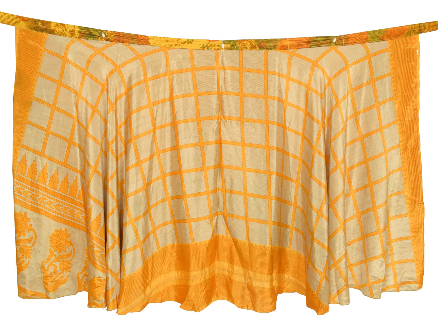 Sushila Vintage Floral Art Silk Saree Magic Wrap Reversible Skirt Beach Dress