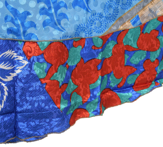 Sushila Vintage Art Silk Saree Magic Wrap Reversible Skirt Multi-Color Beach Dress