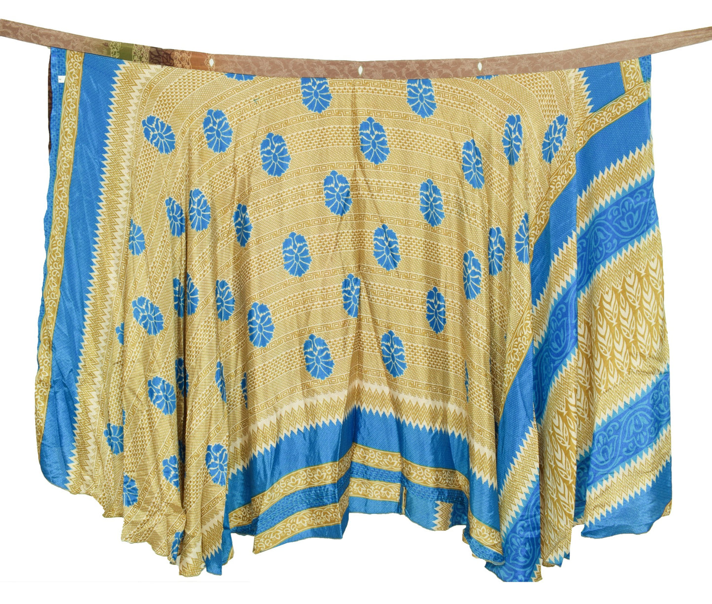 Sushila Vintage Floral Art Silk Saree Magic Wrap Reversible Skirt Beach Dress