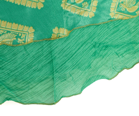 Sushila Vintage Aqua Green Saree Magic Wrap Reversible Art Silk Skirt Beach Dress