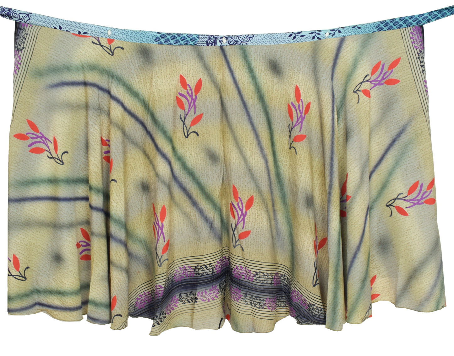Sushila Vintage Floral Saree Magic Wrap Reversible Skirt Art Silk Boho Beach Dress