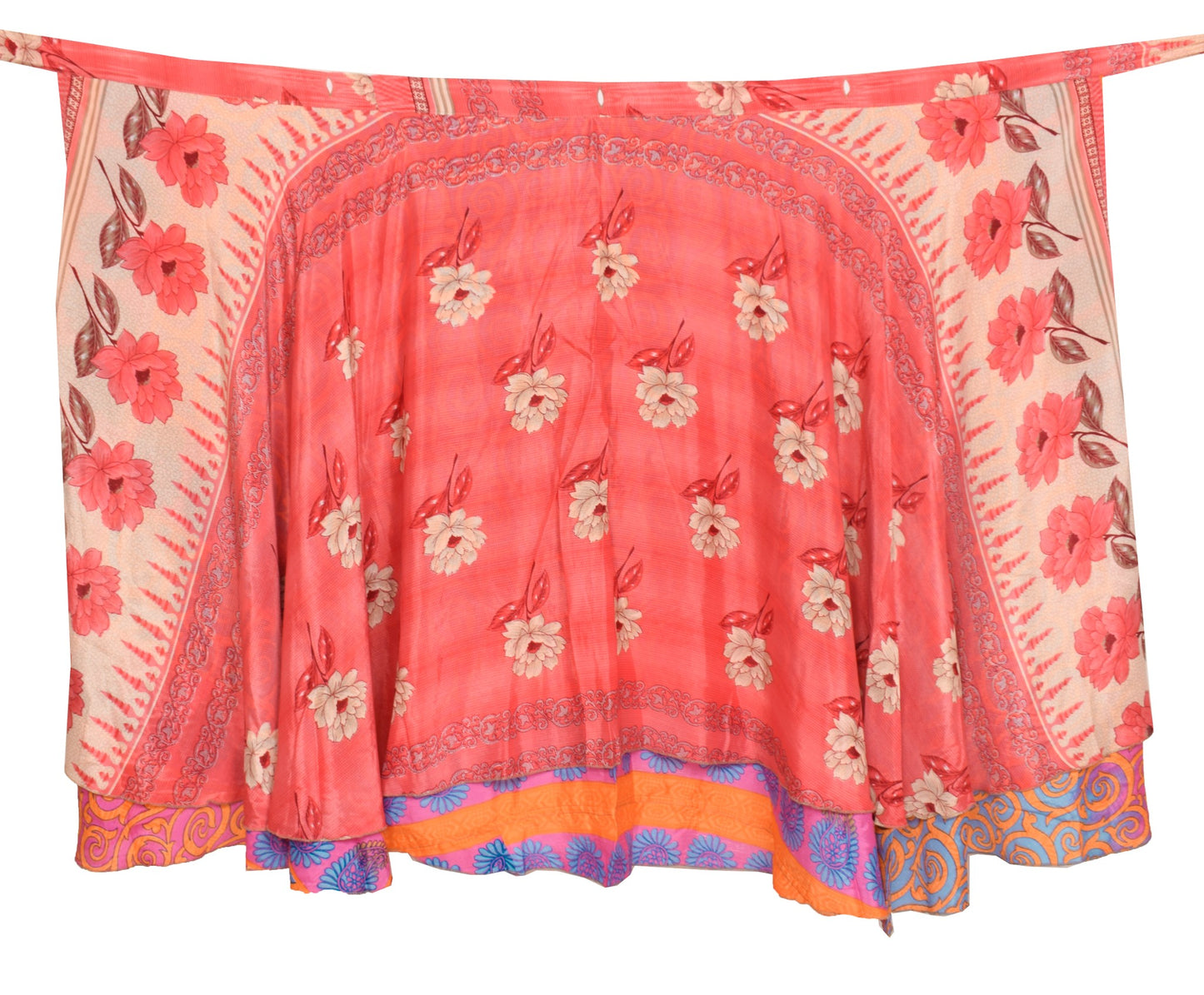 Sushila Vintage Floral Saree Magic Wrap Reversible Skirt Beach Art Silk Dress Hippie