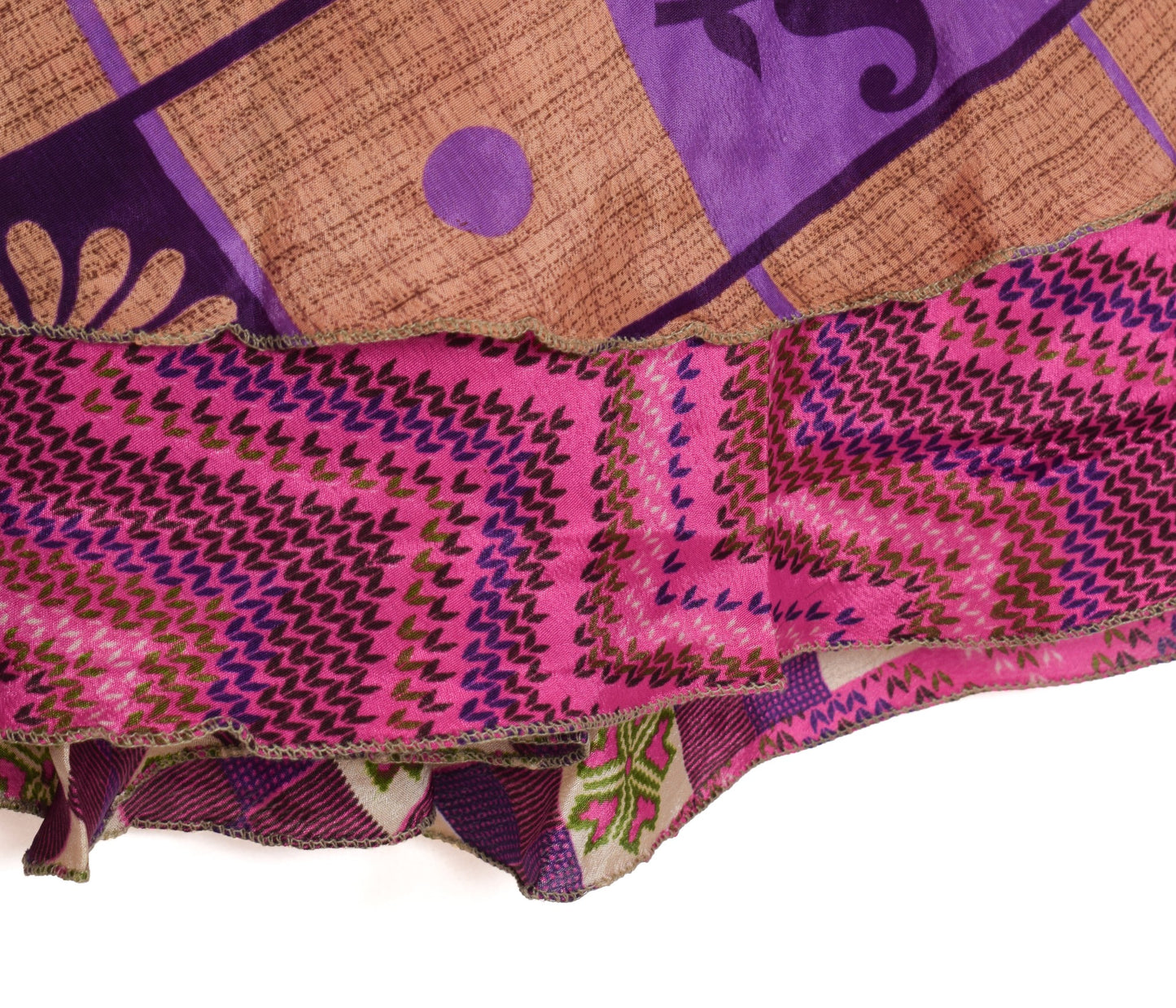 Sushila Vintage Dark Pink Saree Magic Wrap Reversible Skirt Art Silk Beach Dress