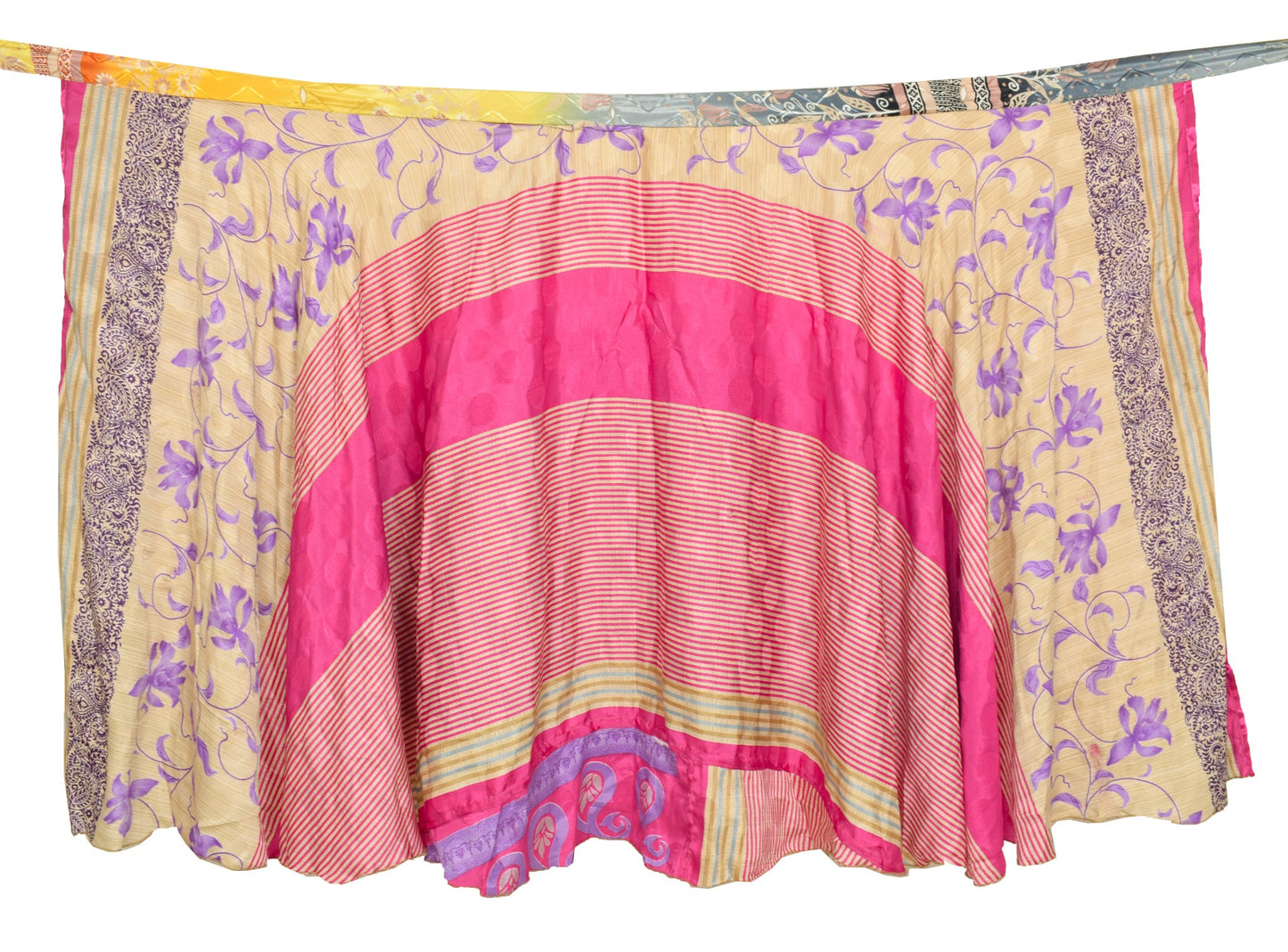 Sushila Vintage Handmade Saree Magic Wrap Reversible Skirt Beach Art Silk Dress Boho