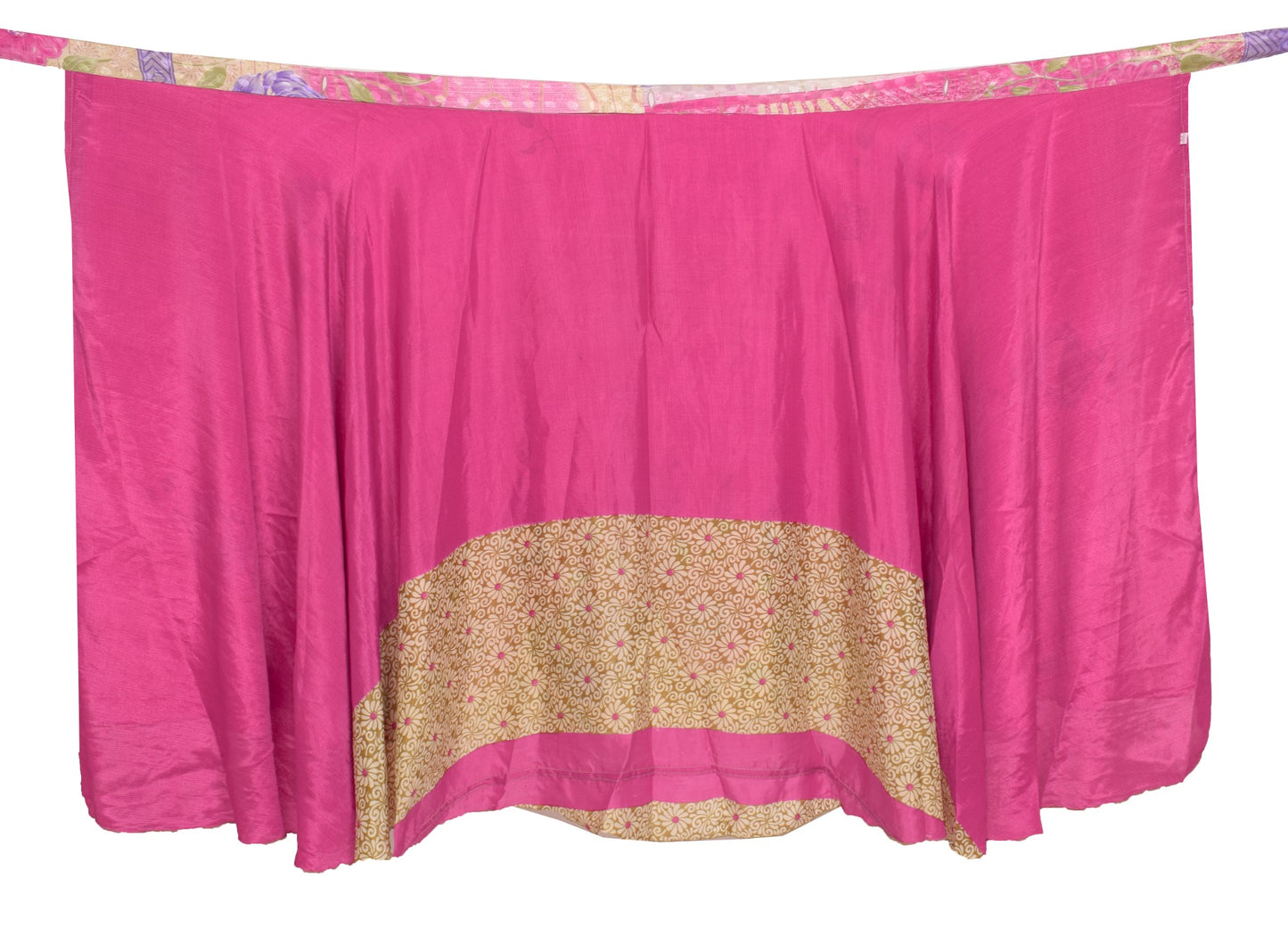Sushila Vintage Dark Pink Saree Magic Wrap Reversible Skirt Art Silk Beach Dress