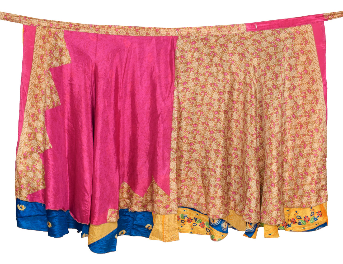Sushila Vintage Art Silk Saree Magic Wrap Reversible Skirt ids Print Beach Dress