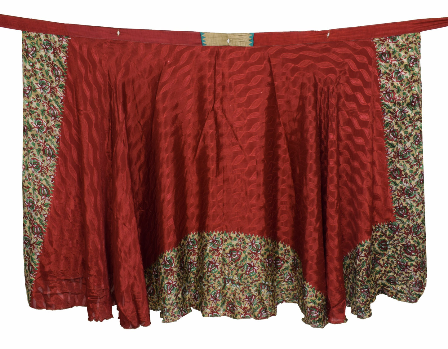 Sushila Vintage Art Silk Saree Magic Wrap Reversible Skirt Floral Beach Dress