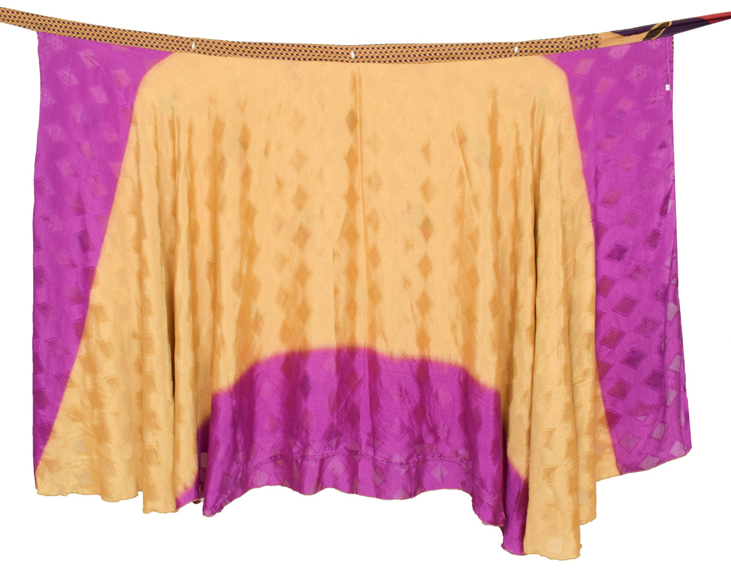 Sushila Vintage Butterfly Saree Magic Wrap Reversible Skirt Art Silk Beach Dress