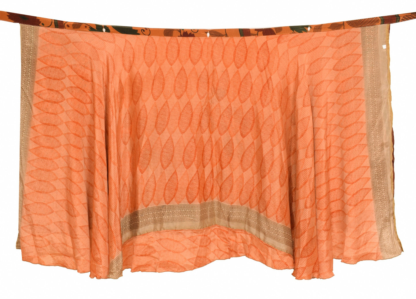 Sushila Vintage Art Silk Saree Magic Wrap Reversible Skirt Beach Dress Floral Hippie
