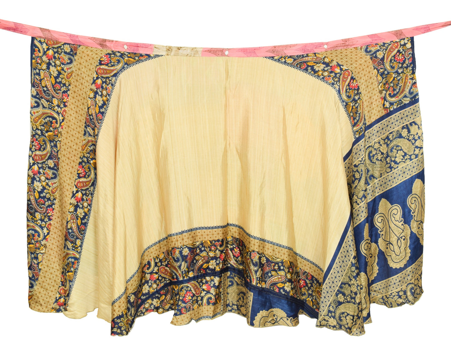 Sushila Vintage Patchwork Magic Wrap Art Silk Saree Reversible Skirt Beach Dress