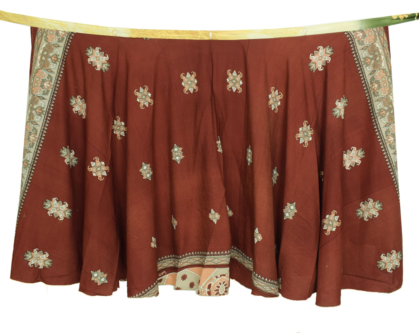 Sushila Vintage Patchwork Magic Wrap Art Silk Saree Reversible Skirt Beach Dress