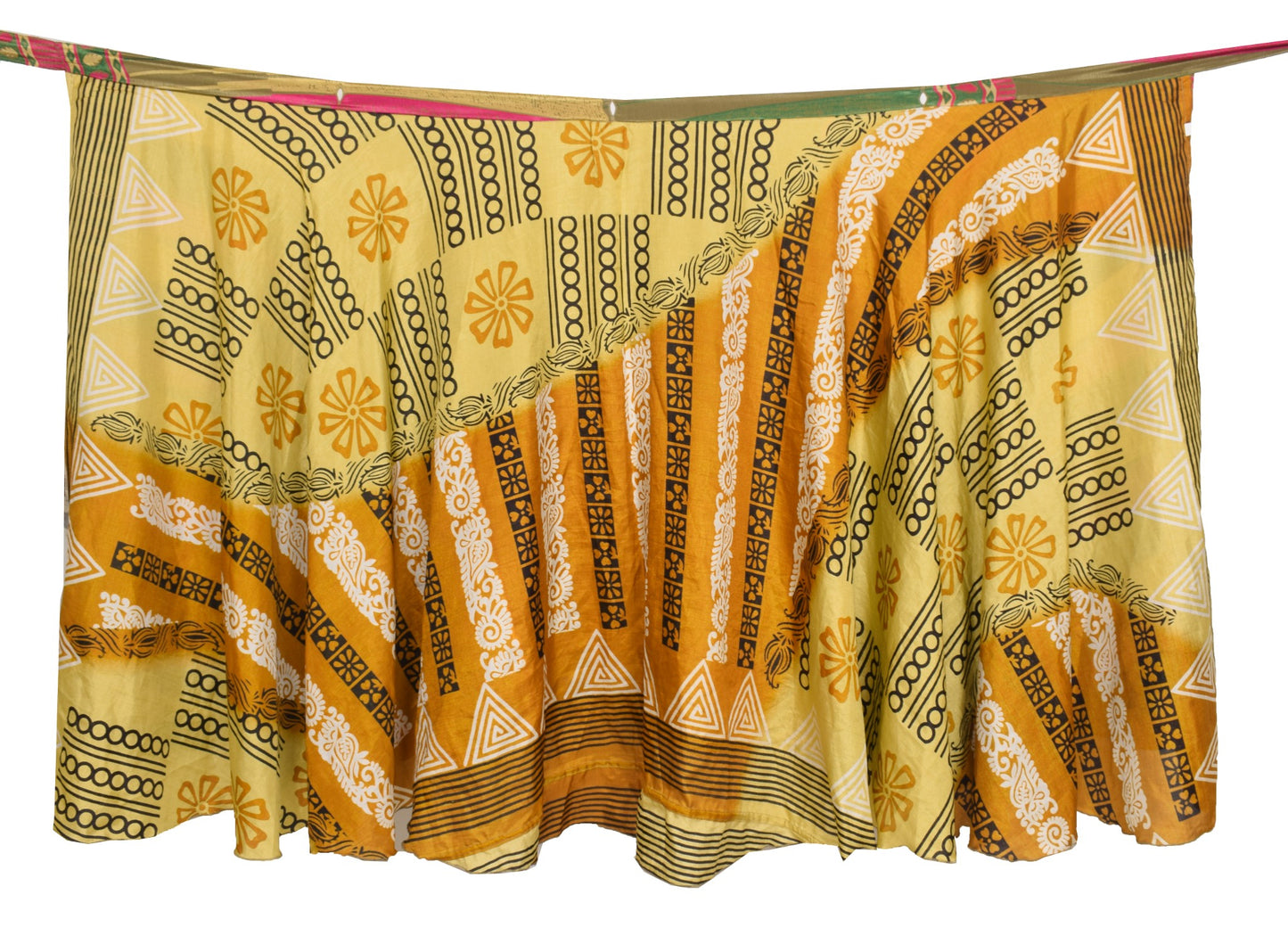 Sushila Vintage Art Silk Saree Magic Wrap Reversible Skirt Floral Beach Dress