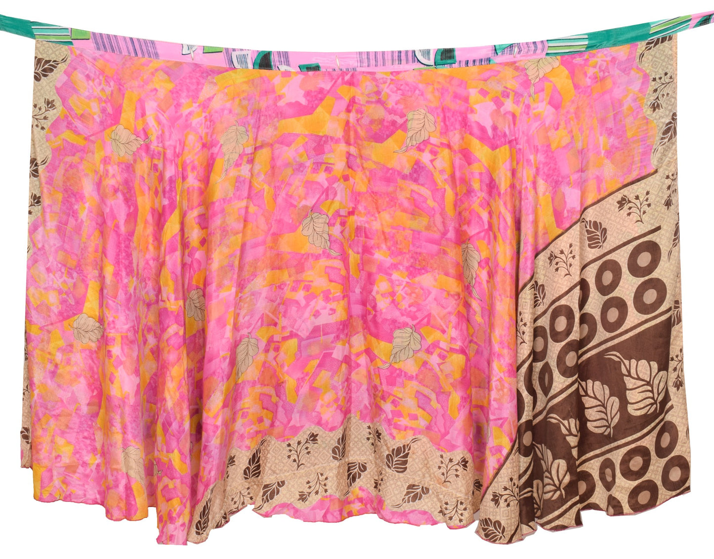 Sushila Vintage Art Silk Saree Handmade Magic Wrap Reversible Skirt Beach Dress