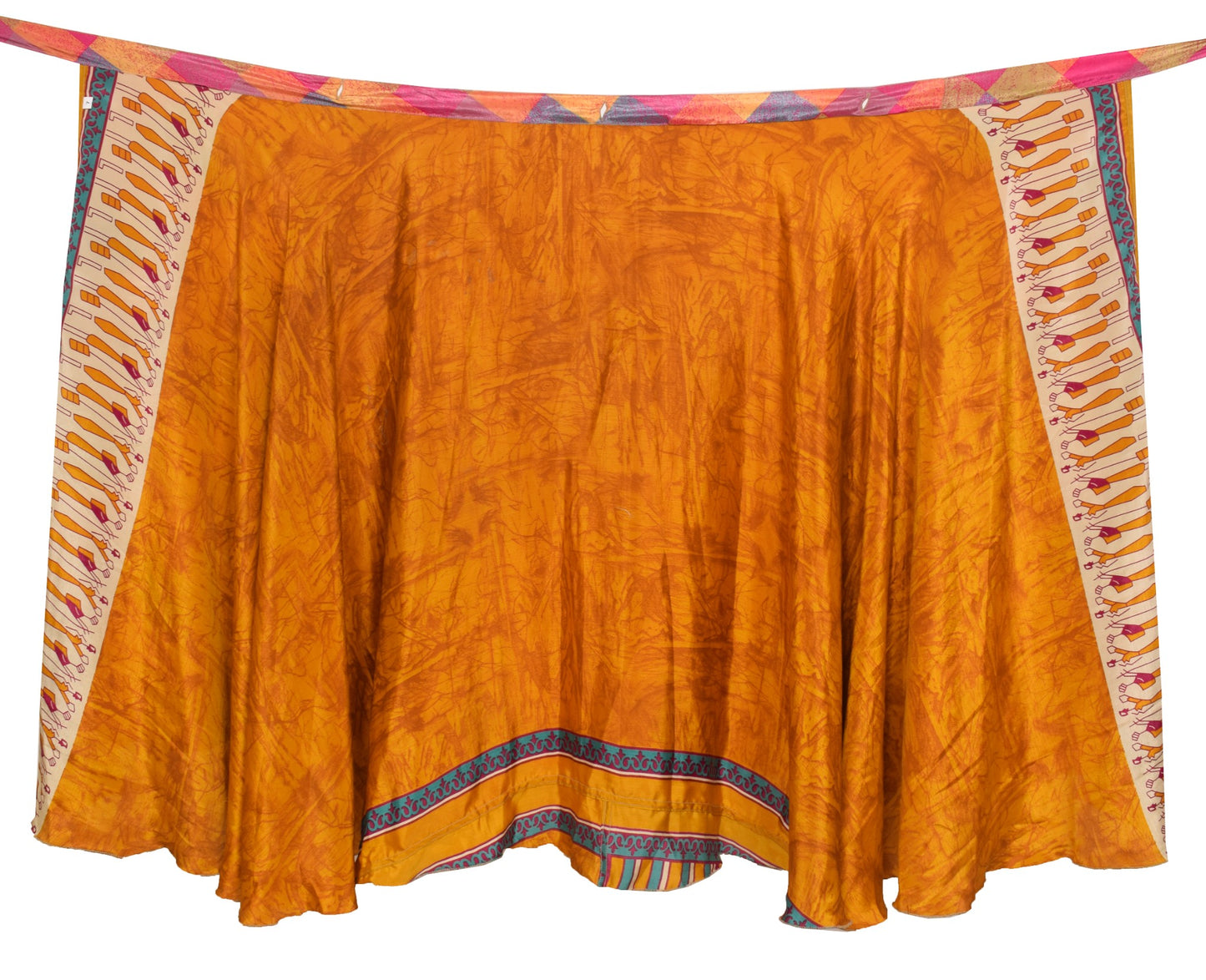 Sushila Vintage Art Silk Saree Magic 2 Layer Wrap Reversible Skirt Beach Dress