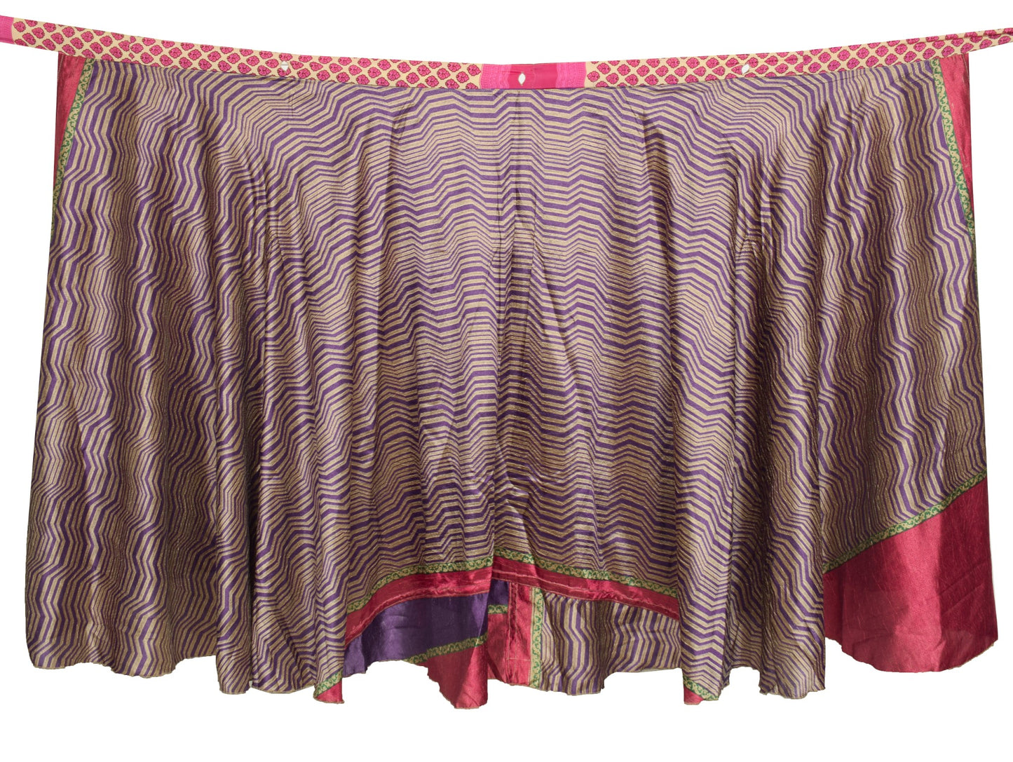 Sushila Vintage Art Silk Saree Magic Wrap Reversible Skirt Handmade Beach Dress