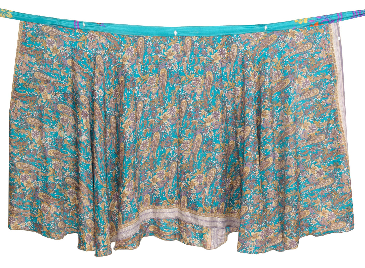 Sushila Vintage Paisley Magic Wrap Reversible Skirt Art Silk Saree Beach Dress
