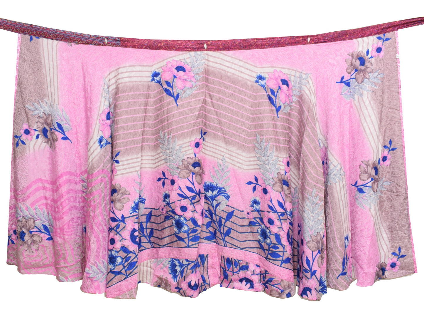 Sushila Vintage Art Silk Saree Magic Wrap Reversible Skirt Beach Dress Pink Clothing